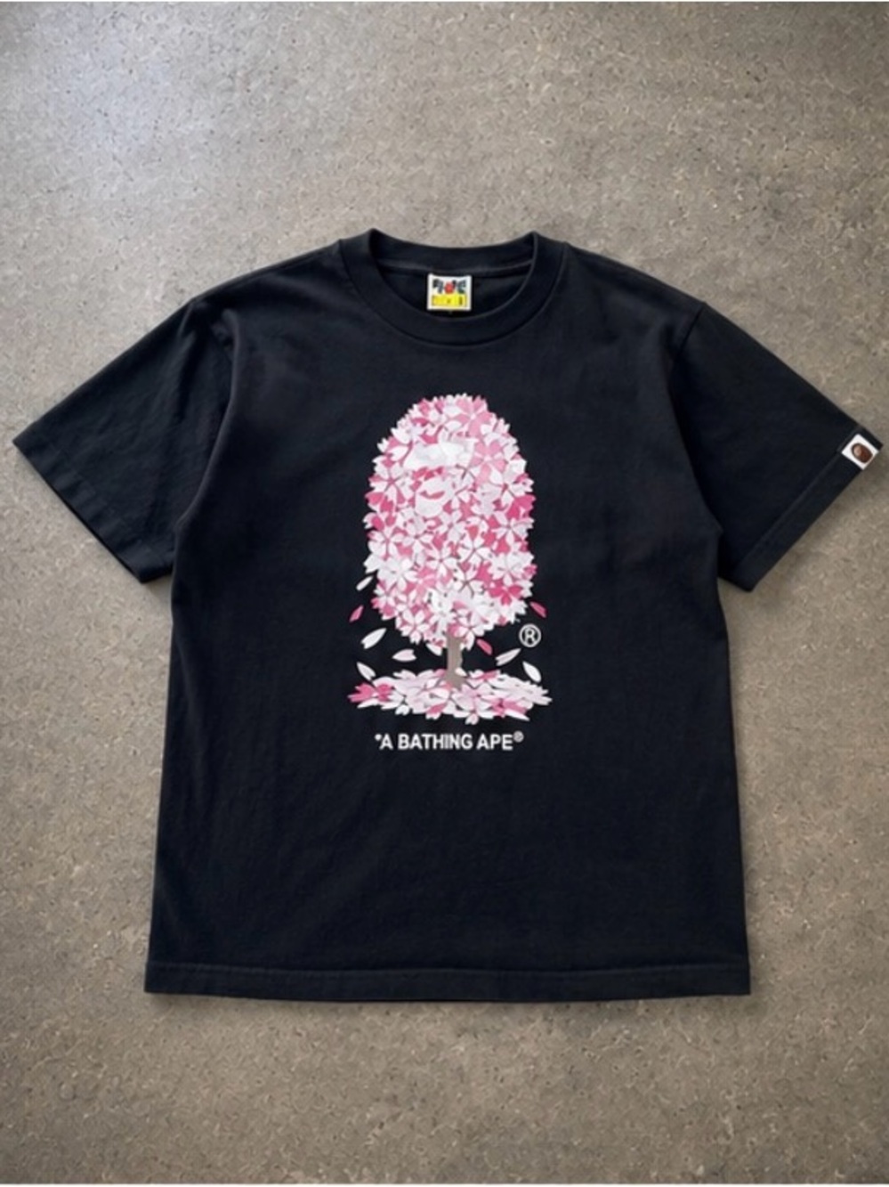 Black T-Shirt with Pink Floral Ape Tree Graphic